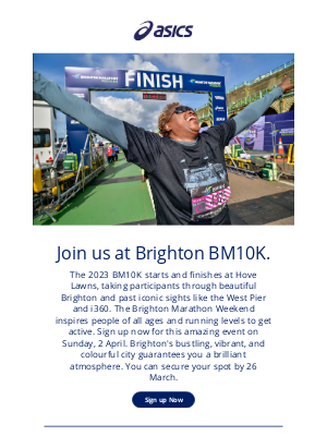 ASICS (UK) - Join us at Brighton BM10K – sign up by 26 March.