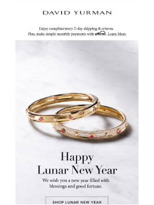 Chinese New Year email example by David Yurman