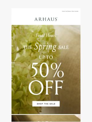 Arhaus - Final Hours: Up to 50% Off!