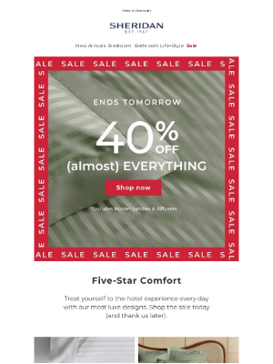 Sheridan (Australia) - Ends tomorrow: 40% off (almost) everything