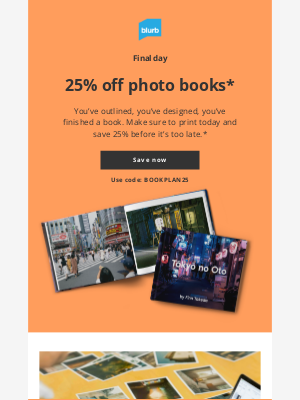 Blurb - Last chance: 25% off photo books