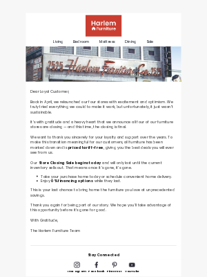 Harlem Furniture - Announcement: Tariff Free Pricing