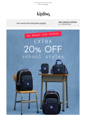 Kipling USA - Prep Early with an Extra 20% OFF!
