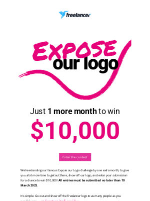 Freelancer - 1 Month Left: Expose our Logo for a Chance to Win $10,000