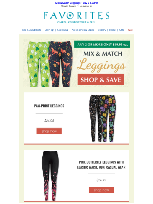 Catalog Favorites - Solids, Prints & Patterns ~ Find the Perfect Leggings + Save When You Buy 2 or More!