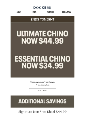 Dockers - Ultimate Chino at $44.99 ends today
