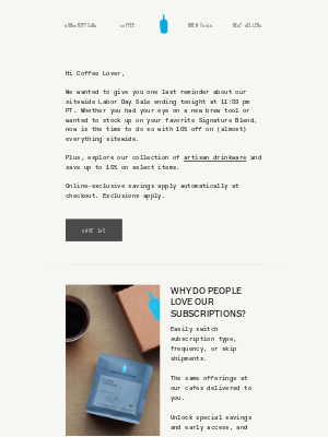 Blue Bottle Coffee - Hours Left: Our Labor Day Sale Ends Tonight
