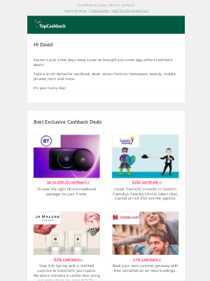 TopCashback (UK) - Cracking Thursday cashback 🐣