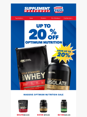 Supplement Warehouse (Australia) - Up to 20% Off Optimum Nutrition 🤯 Limited Time