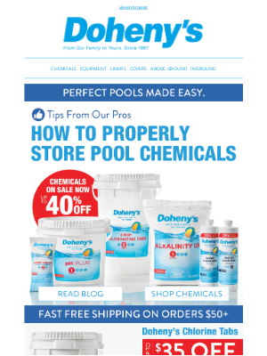 Doheny's Pool Supplies Fast - 🧪 Safe Pool Chemical Storage Tips + Up to 40% OFF!