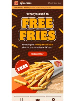 Burger King - You could have FREE FRIES right now… 😍🍟