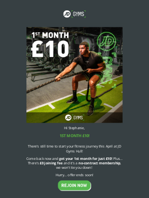 JD Gyms - 1st month £10 ends at midnight... Start May strong 💪