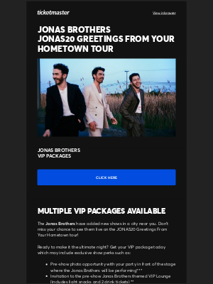 Ticketmaster - See the Jonas Brothers as a VIP for an Exclusive Pre-Show Experience