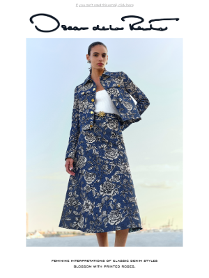 Oscar de la Renta - Rose-Printed Denim