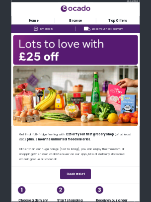 Ocado (United Kingdom) - Get £25 off your first grocery shop
