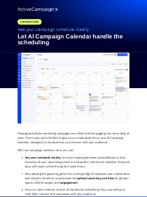 ActiveCampaign - Coming soon: AI Campaign Calendar