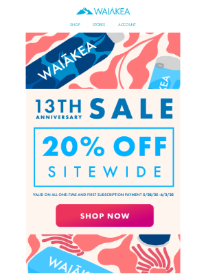 Waiakea Hawaiian Volcanic Water - Let's Celebrate with up to 20% OFF SITEWIDE 💦