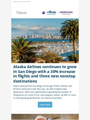 Alaska Airlines - New San Diego Nonstops + Award-Winning Flavors Are Ready for Takeoff