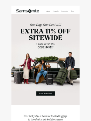 eBags - 11/11 Exclusive: Extra 11% Off Sitewide + Free Shipping