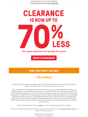 Sierra - Save up to 70%* on clearance​