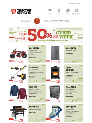 Tractor Supply Company - Cyber Monday is HERE! Up to 50% Off