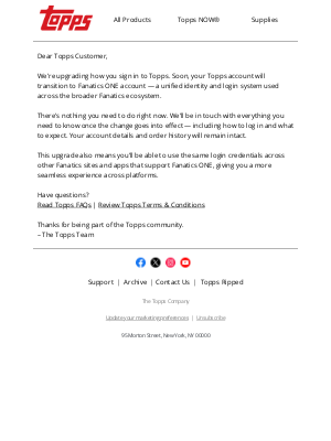The Topps Company - Topps Is Moving to Fanatics ONE Login — Coming Soon