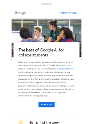 Google - Bringing the best of AI to college students for free