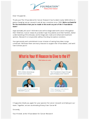 The V Foundation - V Supporter, what is your reason?