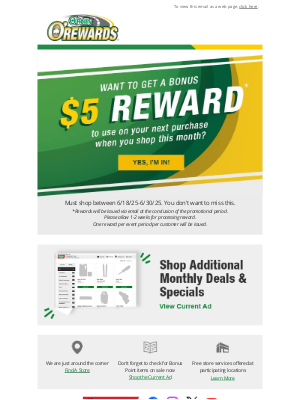 O'Reilly Auto Parts - [REMINDER] Get a $5 Reward Just for Shopping Your Local O’Reilly Auto Parts Store
