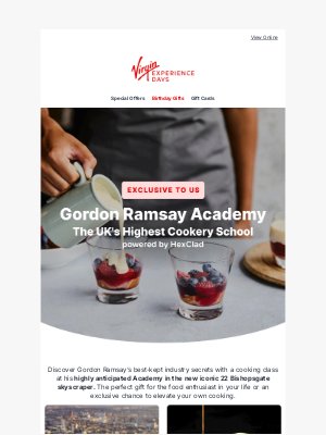Virgin Experience Days (United Kingdom) - Exclusive To Us: The UK's Highest Cookery School 👨🏼‍🍳