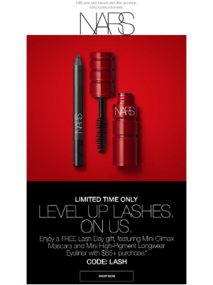 NARS Cosmetics - Level up your lashes. On us.