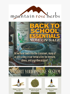 Mountain Rose Herbs - Back to School Essentials Are Now On Sale!