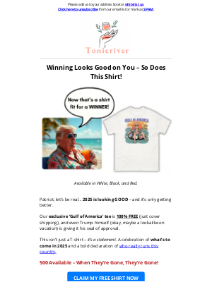 1TAC - Win in Style: Grab Your Complementary 'Gulf of America' Shirt Today
