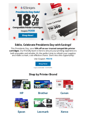 123inkjets - 🇺🇸 Big Savings for Presidents Day: 18% Off Ink!