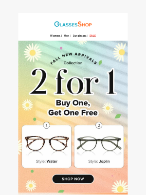 GlassesShop - 🍂New autumn styles are here: Get a free pair with every purchase!