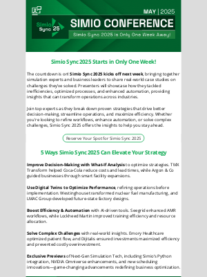Simio Software - 5 Things You’ll Learn at Simio Sync Next Week