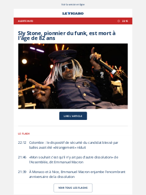 Le Figaro (France) - 🔴 Sly Stone, pionnier du funk, est mort à l’âge de 82 ans