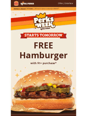 Burger King - 🍔 Perks Week starts tomorrow! Gear up for 7 days of deals!