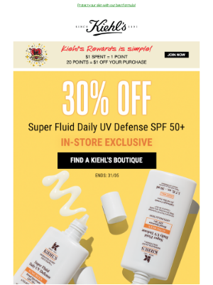 Kiehl's (CA) - The Best SPF For You ☀️ 30% OFF NOW!