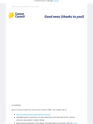 Cancer Council NSW (Australia) - matthew, have you thought about going dry?