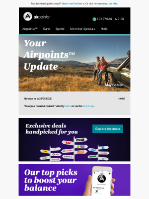 Air New Zealand - Lisa, your May Airpoints Update