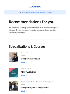 Coursera - Your weekly course lineup is here