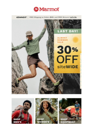 Marmot - Last call for 30% Off 📞