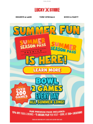 Bowlero - Summer Fun Starts Now 😎 Buy Your Summer Season Pass & Bowl All Summer Long!