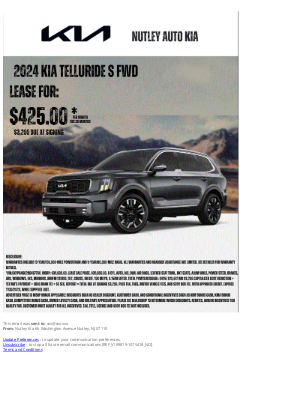 Kia Motors - 2024 BLACK FRIDAY TELLURIDE LEASE SPECIAL FROM NUTLEY KIA