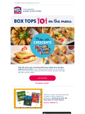Box Tops for Education - Back-to-school recipes that earn