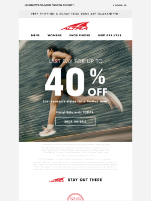 Altra Running - It’s the LAST DAY of our sale 😳