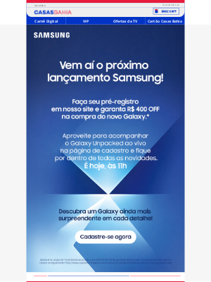Casas Bahia (Brazil) - O Galaxy unpacked tá chegando! 📱📦