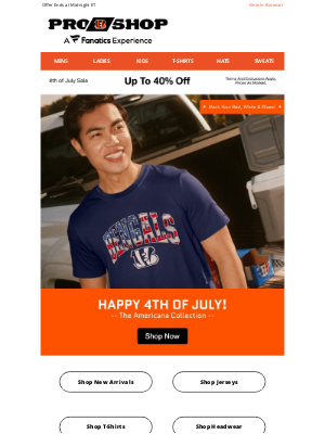 Cincinnati Bengals - Ends Tonight | Up to 40% Off 4th of July Sale