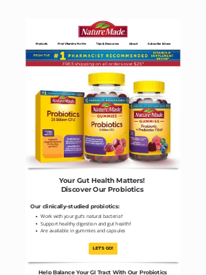 Nature Made - Get Gut Happy with Our Probiotics & Prebiotics!
